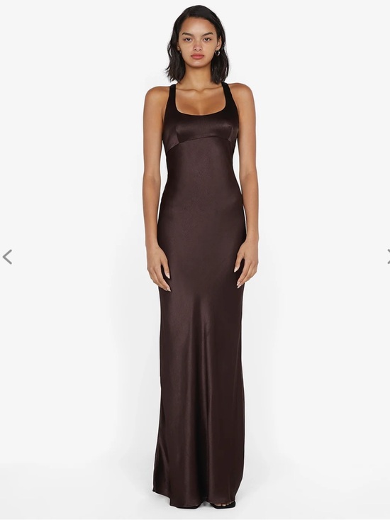 Bec & Bridge Dresses & Skirts - BEC + BRIDGE MAXINA CROSSOVER DRESS … Brown Satin Scoop Neck Maxi Dress